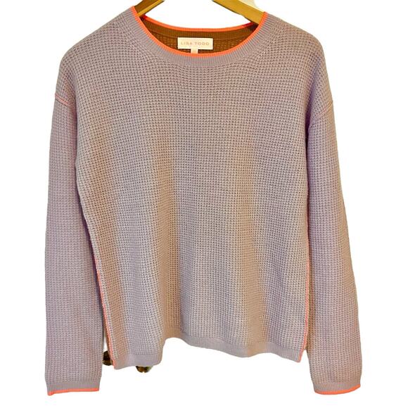 Lisa Todd 100% Cashmere Sweater Waffle Knit Colorblock Oversized Women’s XS - Picture 2 of 7